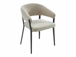 Sale Conjunto de 6 sillas con reposabrazos de tela y metal negro - - AVRELA Sillas Y Lotes De Sillas