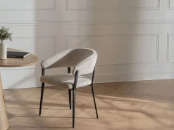 Sale Conjunto de 6 sillas con reposabrazos de tela y metal negro - - AVRELA Sillas Y Lotes De Sillas