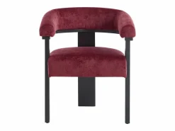 Best PASCAL MORABITO Conjunto de 2 sillas con reposabrazos en tela texturizada y madera de hevea negra - Burdeos - LIVELIA de Negro / Granate