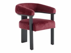 Best PASCAL MORABITO Conjunto de 2 sillas con reposabrazos en tela texturizada y madera de hevea negra - Burdeos - LIVELIA de Negro / Granate