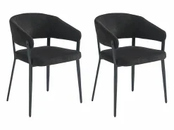 Hot Vente-unique Conjunto de 2 sillas con reposabrazos de tela y metal - - AVRELA Negro