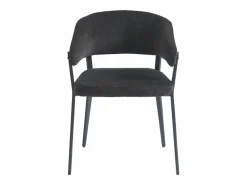 Hot Vente-unique Conjunto de 2 sillas con reposabrazos de tela y metal - - AVRELA Negro