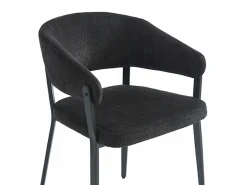 Hot Vente-unique Conjunto de 2 sillas con reposabrazos de tela y metal - - AVRELA Negro