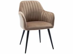 New Vente-unique Conjunto de 6 sillas Con reposabrazos de terciopelo y metal negro - - ELEANA Beige