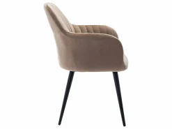 New Vente-unique Conjunto de 6 sillas Con reposabrazos de terciopelo y metal negro - - ELEANA Beige