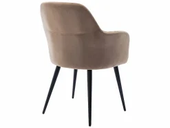New Vente-unique Conjunto de 6 sillas Con reposabrazos de terciopelo y metal negro - - ELEANA Beige