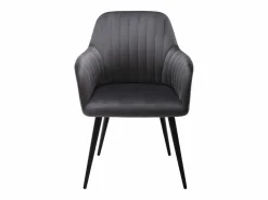 Vente-unique Conjunto de 2 sillas Con reposabrazos - Terciopelo y metal negro - Gris - ELEANA