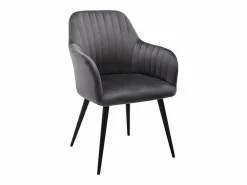 Vente-unique Conjunto de 2 sillas Con reposabrazos - Terciopelo y metal negro - Gris - ELEANA