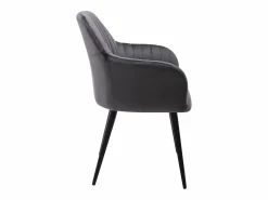 Vente-unique Conjunto de 2 sillas Con reposabrazos - Terciopelo y metal negro - Gris - ELEANA