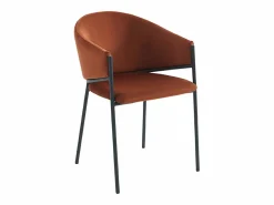 Outlet Vente-unique Conjunto de 2 sillas con reposabrazos de terciopelo y metal negro - - ORDIDA Terracota