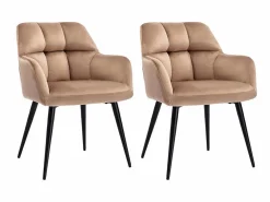 Clearance Conjunto de 2 sillas de comedor acolchadas Con reposabrazos - Terciopelo y metal negro. . PEGA Sillas Y Lotes De Sillas
