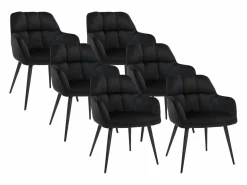 Hot Conjunto de 6 sillas de comedor acolchadas Con reposabrazos - Terciopelo y metal . . PEGA Sillas Y Lotes De Sillas