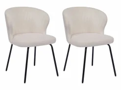 Vente-unique Conjunto de 2 sillas de pana y metal negro - - RELIOZA