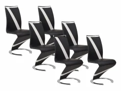 Discount Vente-unique Conjunto de 6 sillas de piel sintética y blanco TWIZY Negro
