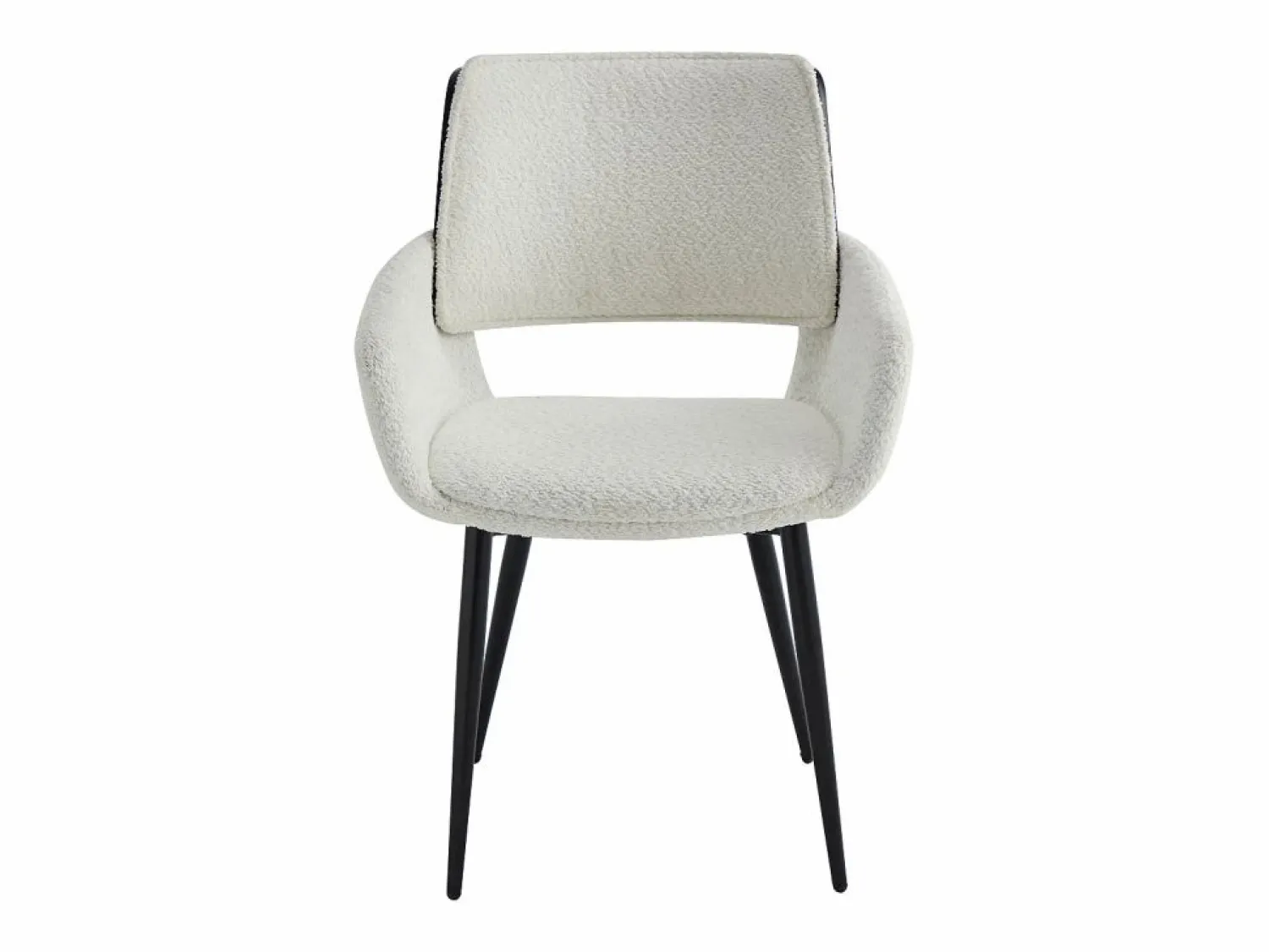 Hot Vente-unique Conjunto de 2 sillas de tela bouclé, chapado de fresno y metal negro - Blanco - ZURIKIA Negro / Blanco