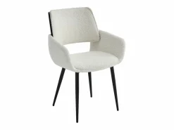 Hot Vente-unique Conjunto de 2 sillas de tela bouclé, chapado de fresno y metal negro - Blanco - ZURIKIA Negro / Blanco