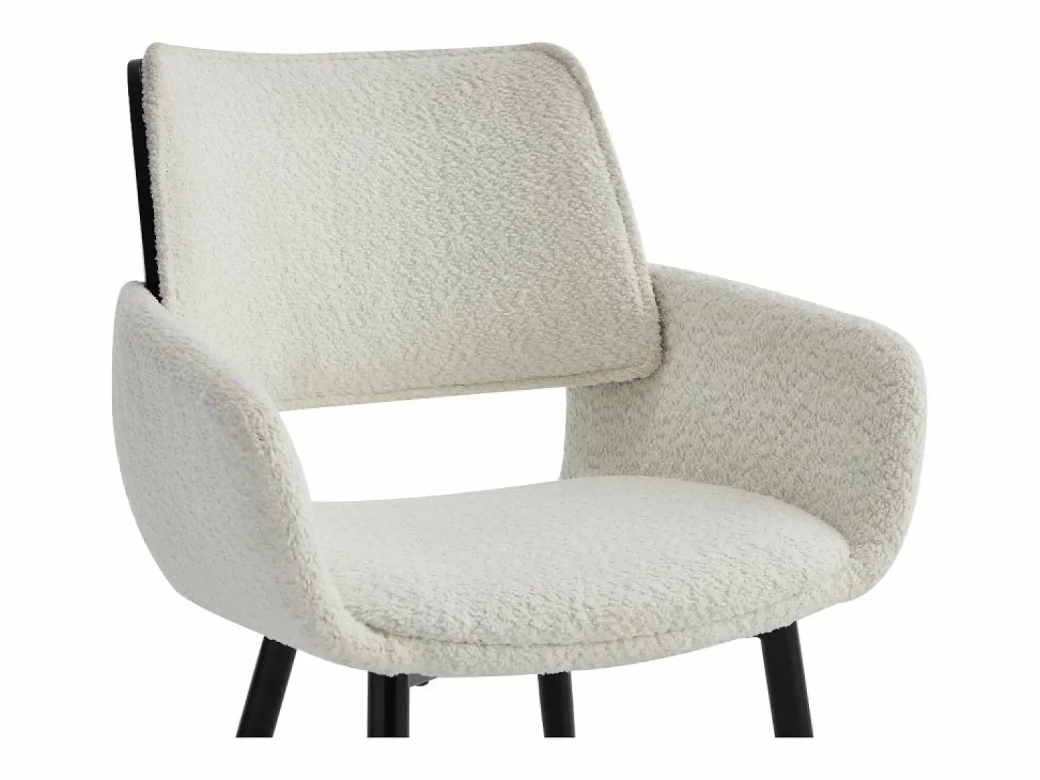 Hot Vente-unique Conjunto de 2 sillas de tela bouclé, chapado de fresno y metal negro - Blanco - ZURIKIA Negro / Blanco