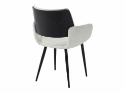 Hot Vente-unique Conjunto de 2 sillas de tela bouclé, chapado de fresno y metal negro - Blanco - ZURIKIA Negro / Blanco