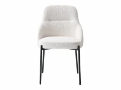 Vente-unique Conjunto de 2 sillas de tela rizada y metal negro - - LIAMONA Blanco