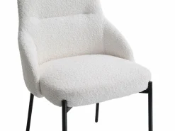Vente-unique Conjunto de 2 sillas de tela rizada y metal negro - - LIAMONA Blanco