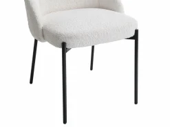 Vente-unique Conjunto de 2 sillas de tela rizada y metal negro - - LIAMONA Blanco