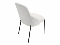 Vente-unique Conjunto de 2 sillas de tela rizada y metal negro - - LIAMONA Blanco