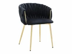 Vente-unique Conjunto de 2 sillas de terciopelo y metal dorado - - ELEGANO Negro