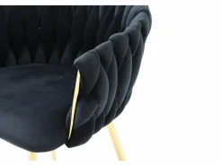 Vente-unique Conjunto de 2 sillas de terciopelo y metal dorado - - ELEGANO Negro