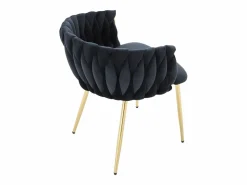 Vente-unique Conjunto de 2 sillas de terciopelo y metal dorado - - ELEGANO Negro