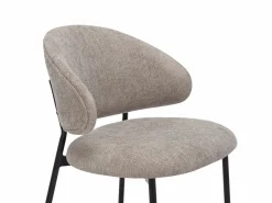 Vente-unique Conjunto de 4 sillas en tejido texturizado y metal negro - Taupe - VOSINIA