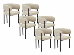 Vente-unique Conjunto de 6 sillas en tela y metal negro - - CIBARO