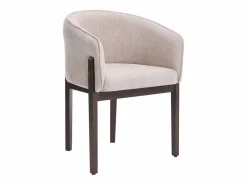 New Vente-unique Conjunto de 2 sillas en tela texturizada y madera de hevea natural oscuro - - LYLABA Beige