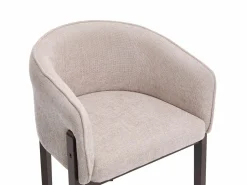 New Vente-unique Conjunto de 2 sillas en tela texturizada y madera de hevea natural oscuro - - LYLABA Beige