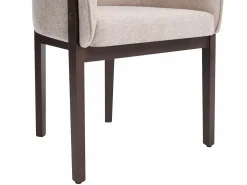 New Vente-unique Conjunto de 2 sillas en tela texturizada y madera de hevea natural oscuro - - LYLABA Beige