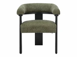 Hot Conjunto de 6 sillas en tela bouclé y madera de hevea - Verde caqui y negro - LIVELIA Sillas Y Lotes De Sillas