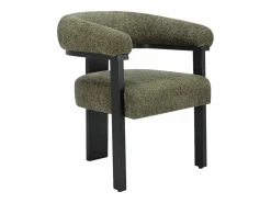 Hot Conjunto de 6 sillas en tela bouclé y madera de hevea - Verde caqui y negro - LIVELIA Sillas Y Lotes De Sillas