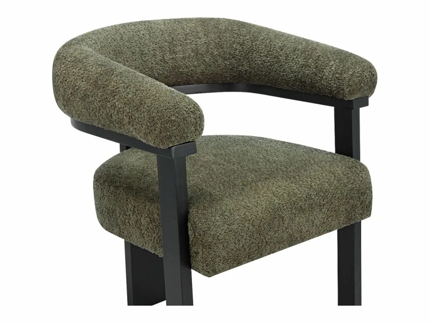 Hot Conjunto de 6 sillas en tela bouclé y madera de hevea - Verde caqui y negro - LIVELIA Sillas Y Lotes De Sillas