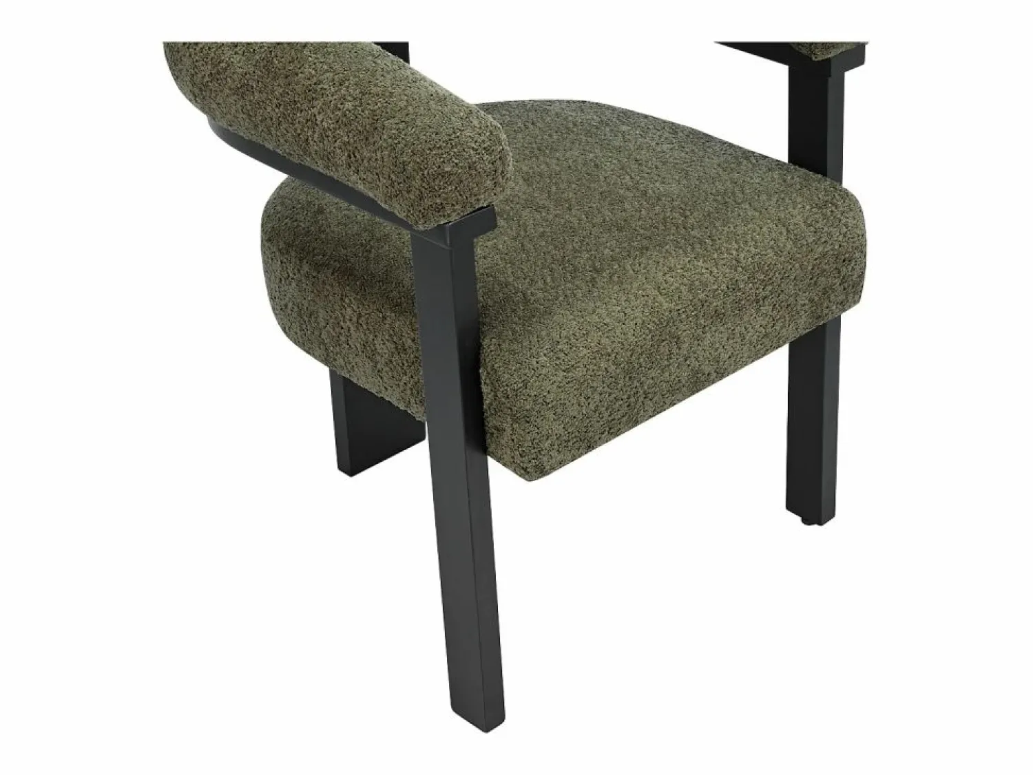 Hot Conjunto de 6 sillas en tela bouclé y madera de hevea - Verde caqui y negro - LIVELIA Sillas Y Lotes De Sillas