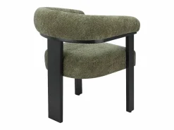 Hot Conjunto de 6 sillas en tela bouclé y madera de hevea - Verde caqui y negro - LIVELIA Sillas Y Lotes De Sillas