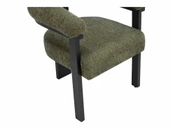 Clearance Vente-unique Conjunto de 2 sillas en tela bouclé y madera de hevea - Verde caqui y negro - LIVELIA Negro / Caqui