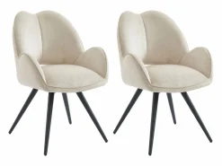 Online Maison Céphy Conjunto de 2 sillas giratorias con reposabrazos en tela y metal negro - - GULSUN Beige