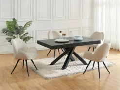 Online Maison Céphy Conjunto de 2 sillas giratorias con reposabrazos en tela y metal negro - - GULSUN Beige
