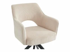 Clearance Conjunto de 2 sillas giratorias de terciopelo acanalado y metal negro - - KONYA Sillas Y Lotes De Sillas