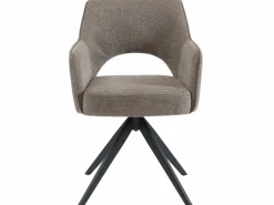 Best Vente-unique Conjunto de 6 sillas pivotantes Con reposabrazos de tela y metal - Gris - KONYA Topo