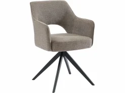 Best Vente-unique Conjunto de 6 sillas pivotantes Con reposabrazos de tela y metal - Gris - KONYA Topo