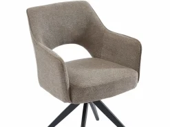 Best Vente-unique Conjunto de 6 sillas pivotantes Con reposabrazos de tela y metal - Gris - KONYA Topo