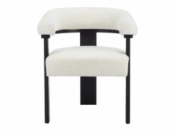 Vente-unique Conjunto de 2 sillas reposabrazos en tela bouclé y madera de Haya - Blanco y negro - LIVELIA