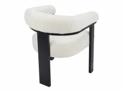 Vente-unique Conjunto de 2 sillas reposabrazos en tela bouclé y madera de Haya - Blanco y negro - LIVELIA