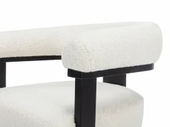 Vente-unique Conjunto de 2 sillas reposabrazos en tela bouclé y madera de Haya - Blanco y negro - LIVELIA