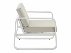 Outlet MYLIA Conjunto de 2 sillones de jardín de aluminio - con cojines beige - LOMIA de Blanco